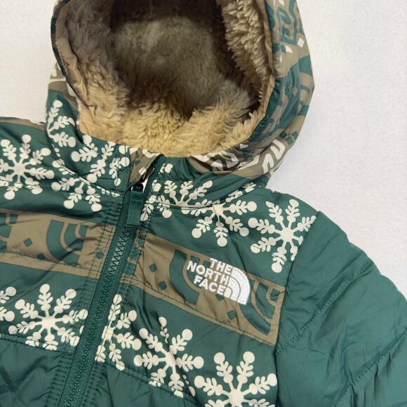 The North Face Baby 0-3M Reversible Mount Chimbo Full-Zip Hooded Jacket Green - Picture 3 of 9